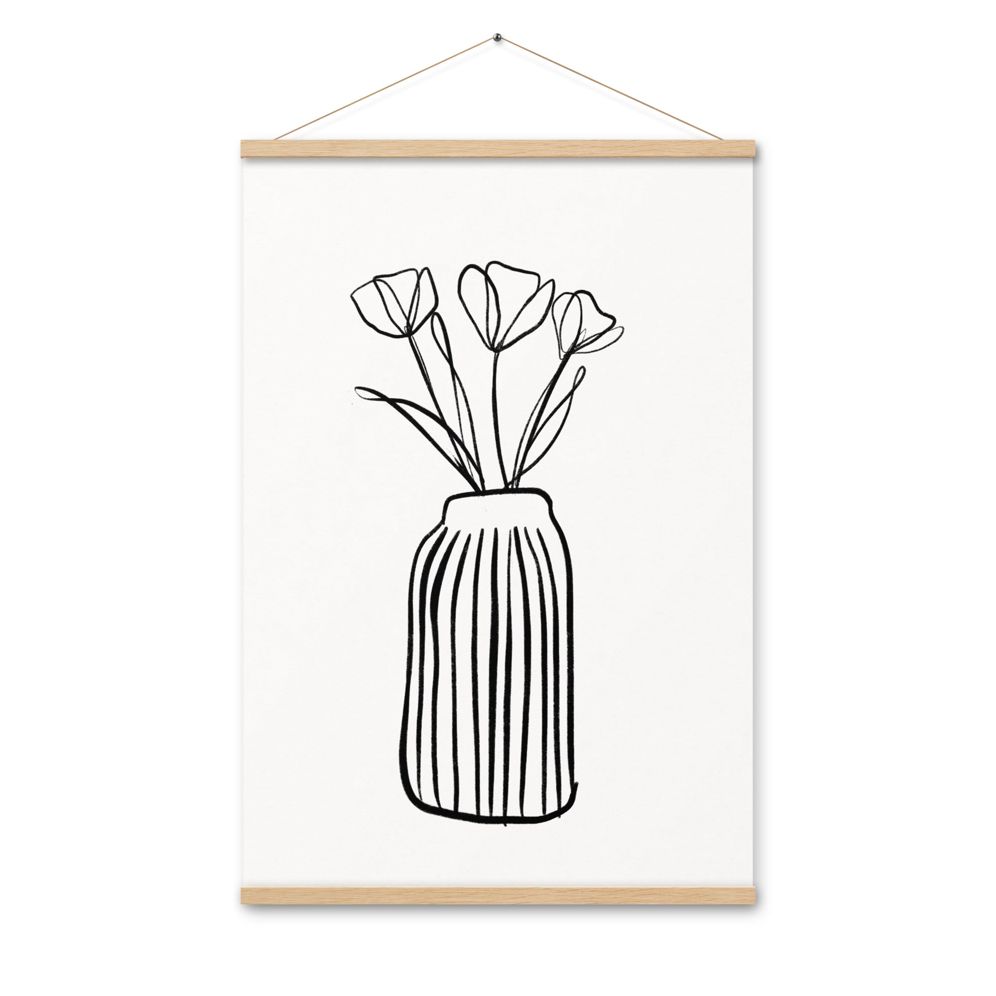 Tulip Flowers In Vase Line Drawing