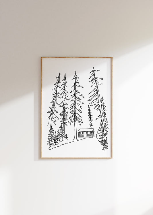Cabin in the woods Print