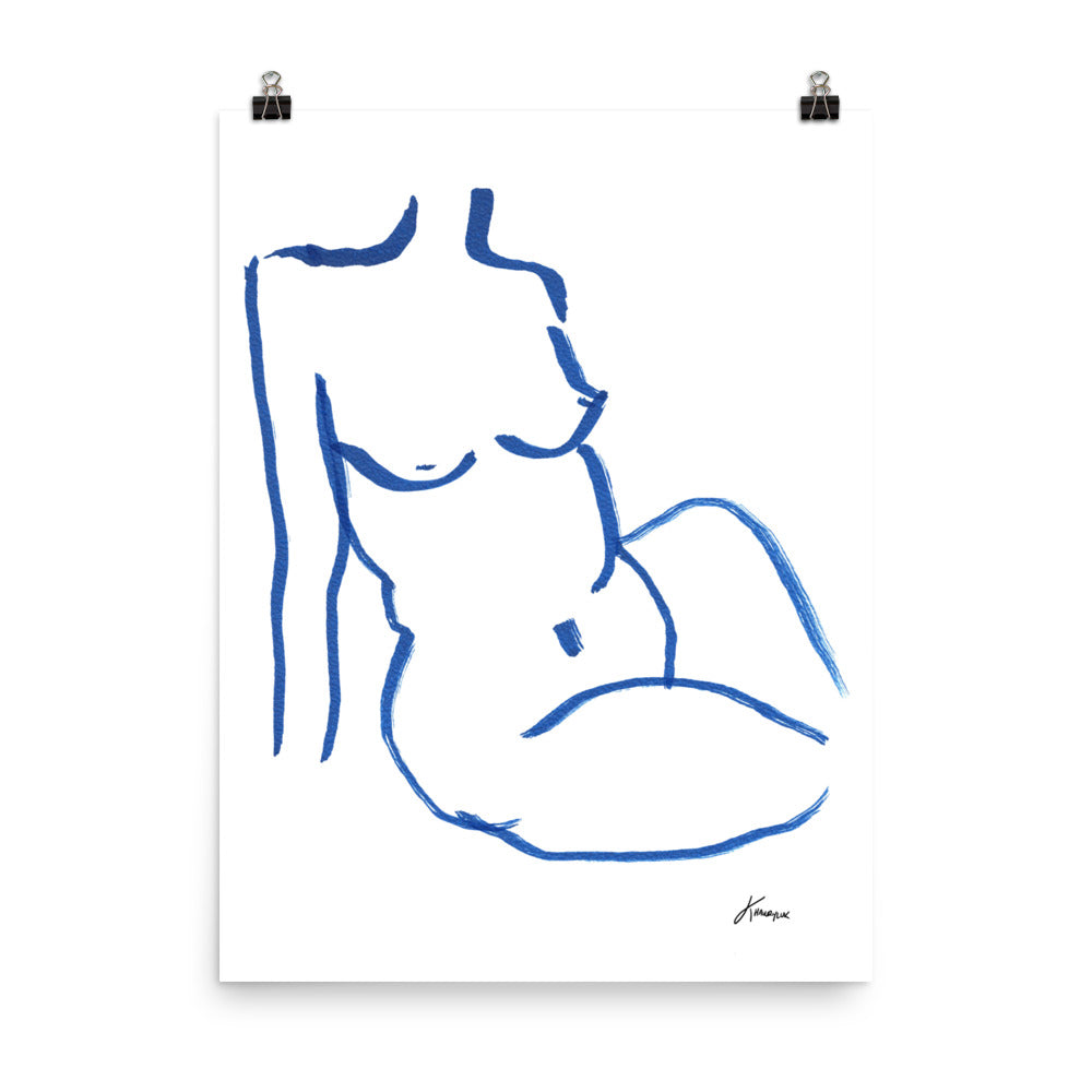 Female Figure Blue Artwork Print