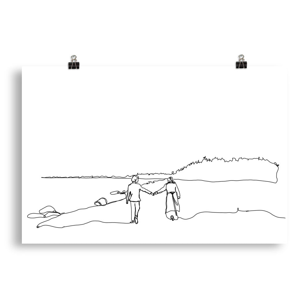 Couple Holding Hands Line Drawing Print