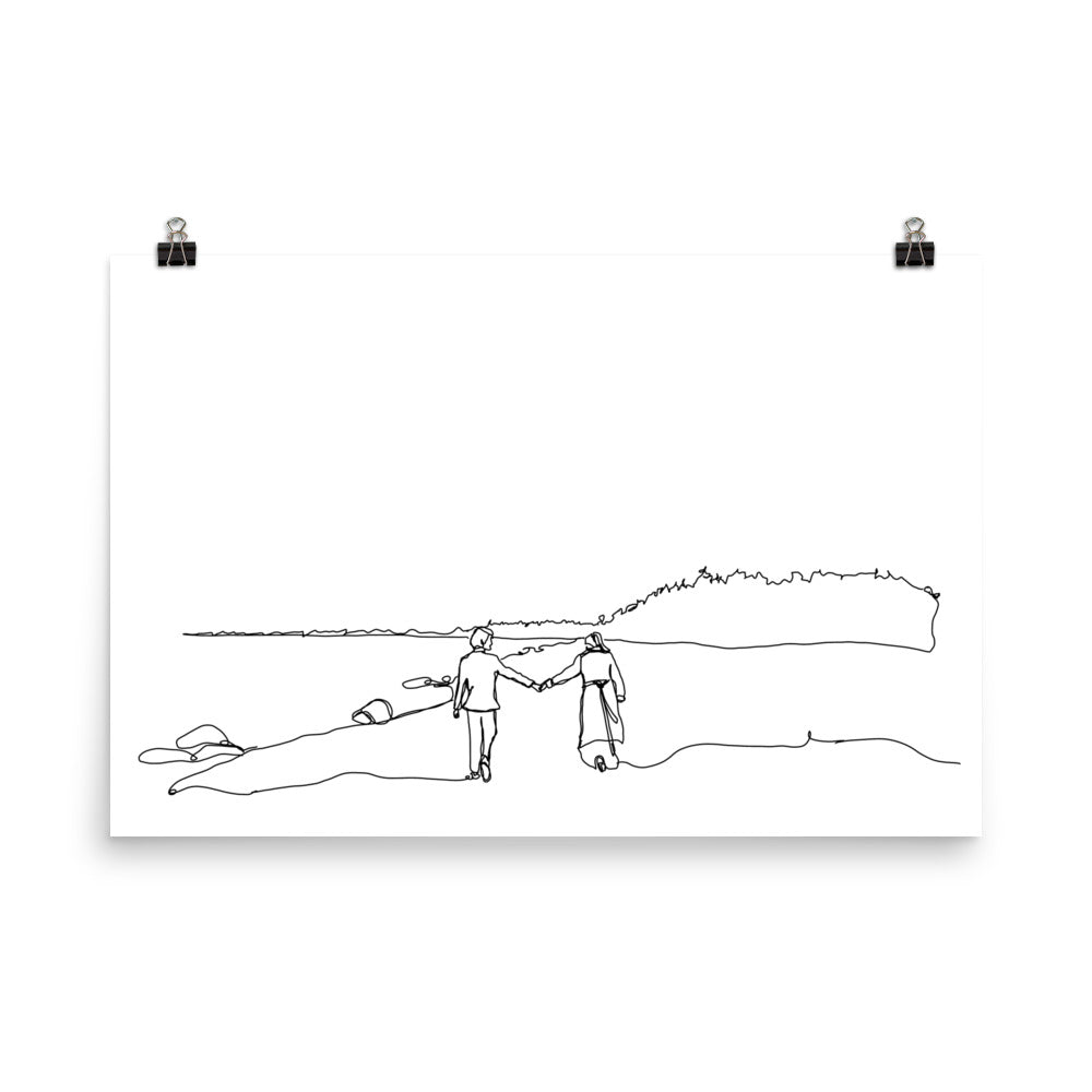 Couple Holding Hands Line Drawing Print