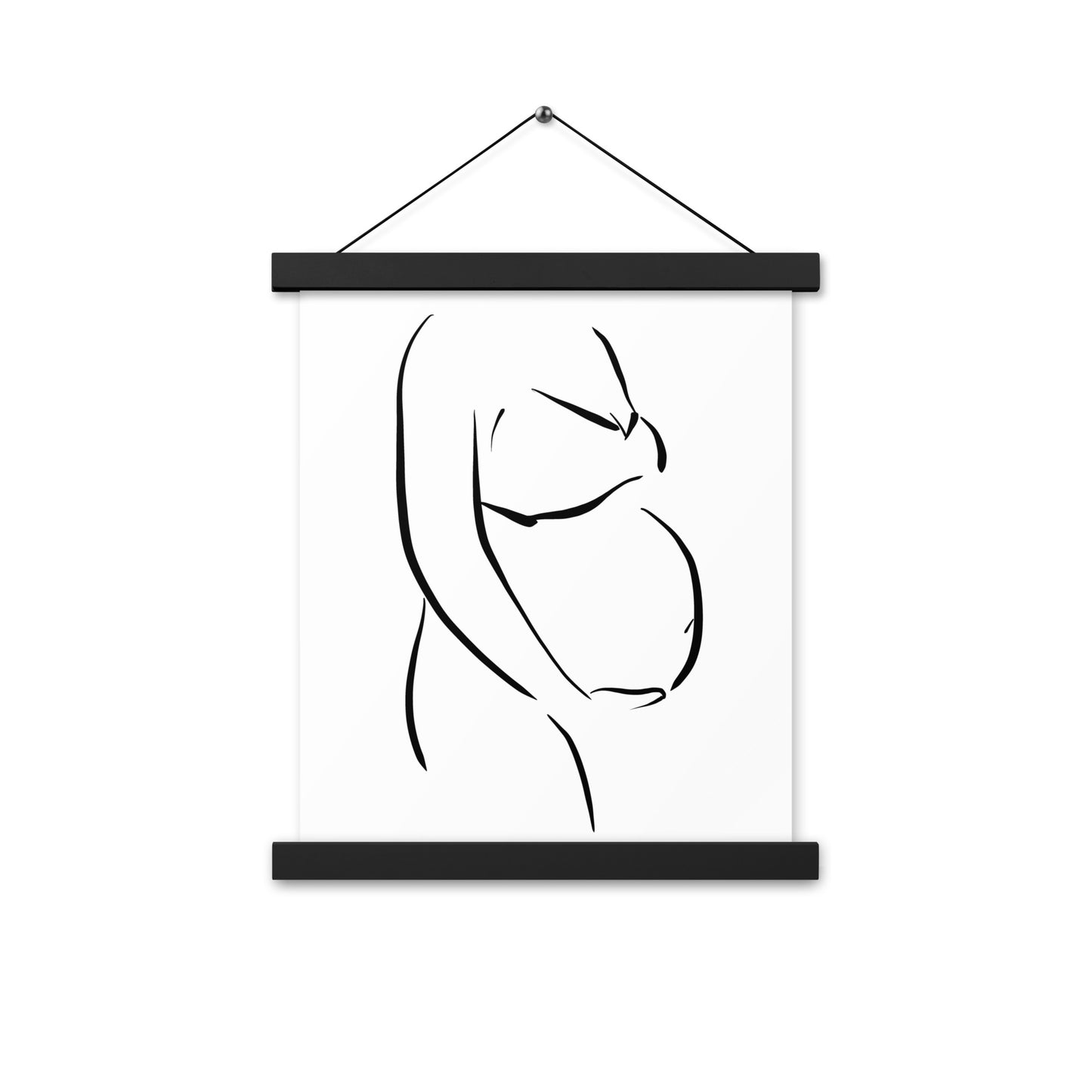Maternal Mother - Pregnangcy Line Drawing Print with Poster with hangers