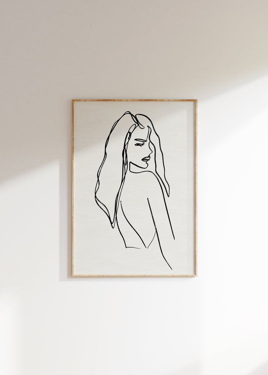 line drawing of woman, female figure line drawing, female body art