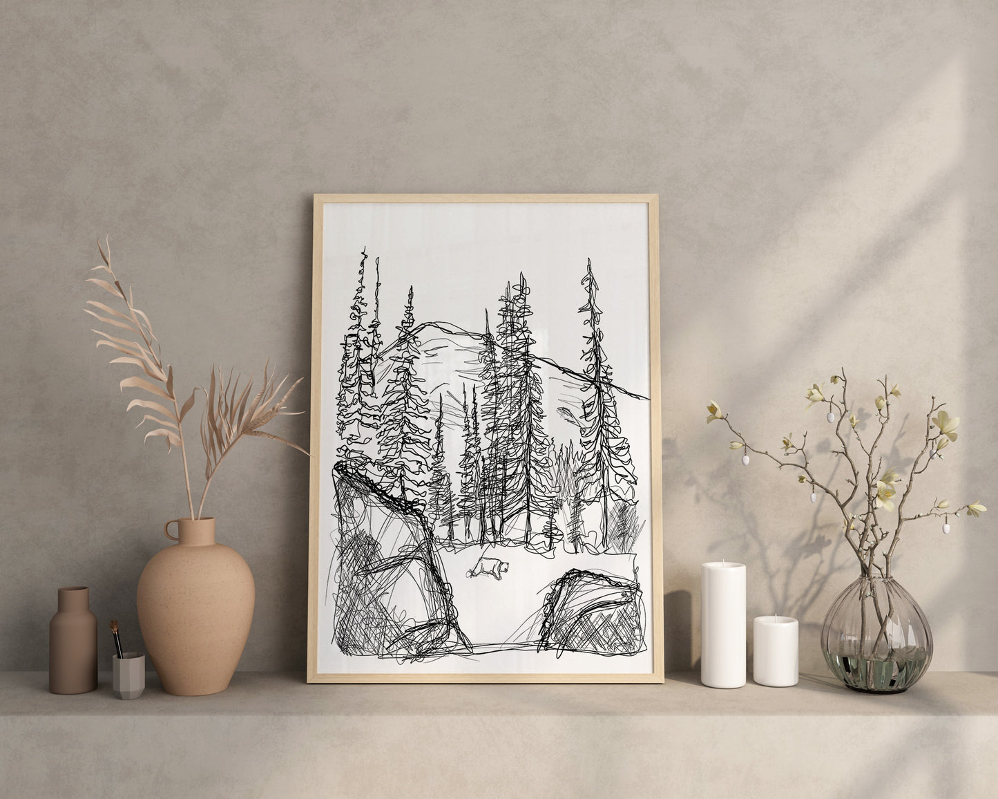 Bear Mountain Line Drawing Print