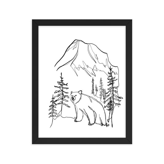Large Bear Line Drawing Framed Print