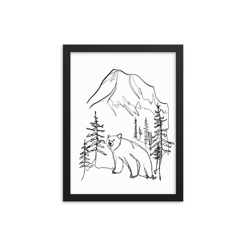 Large Bear Line Drawing Framed Print