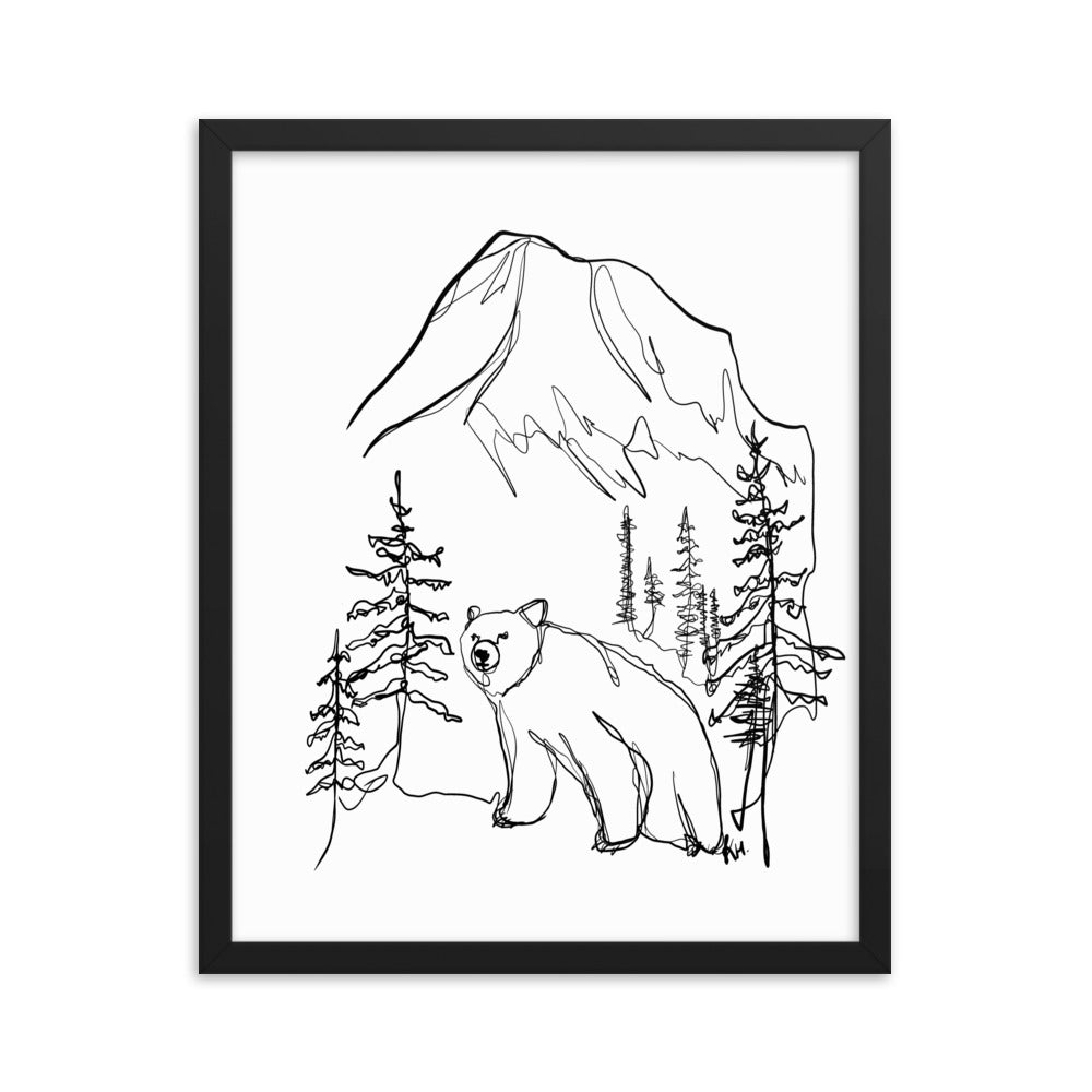 Large Bear Line Drawing Framed Print