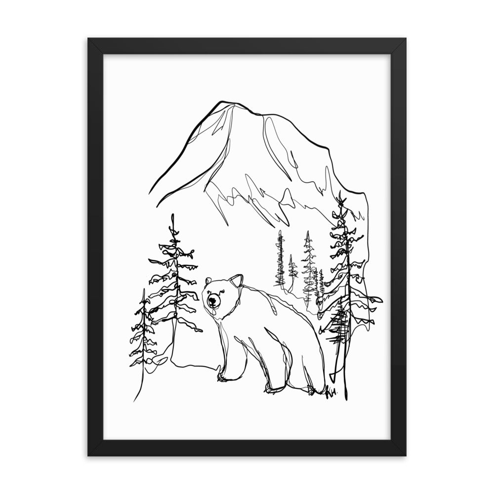 Large Bear Line Drawing Framed Print