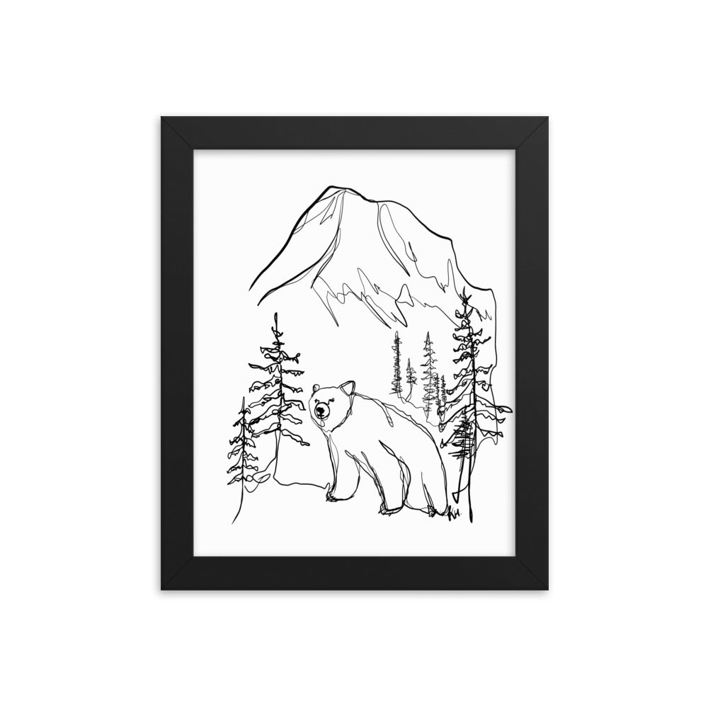 Large Bear Line Drawing Framed Print