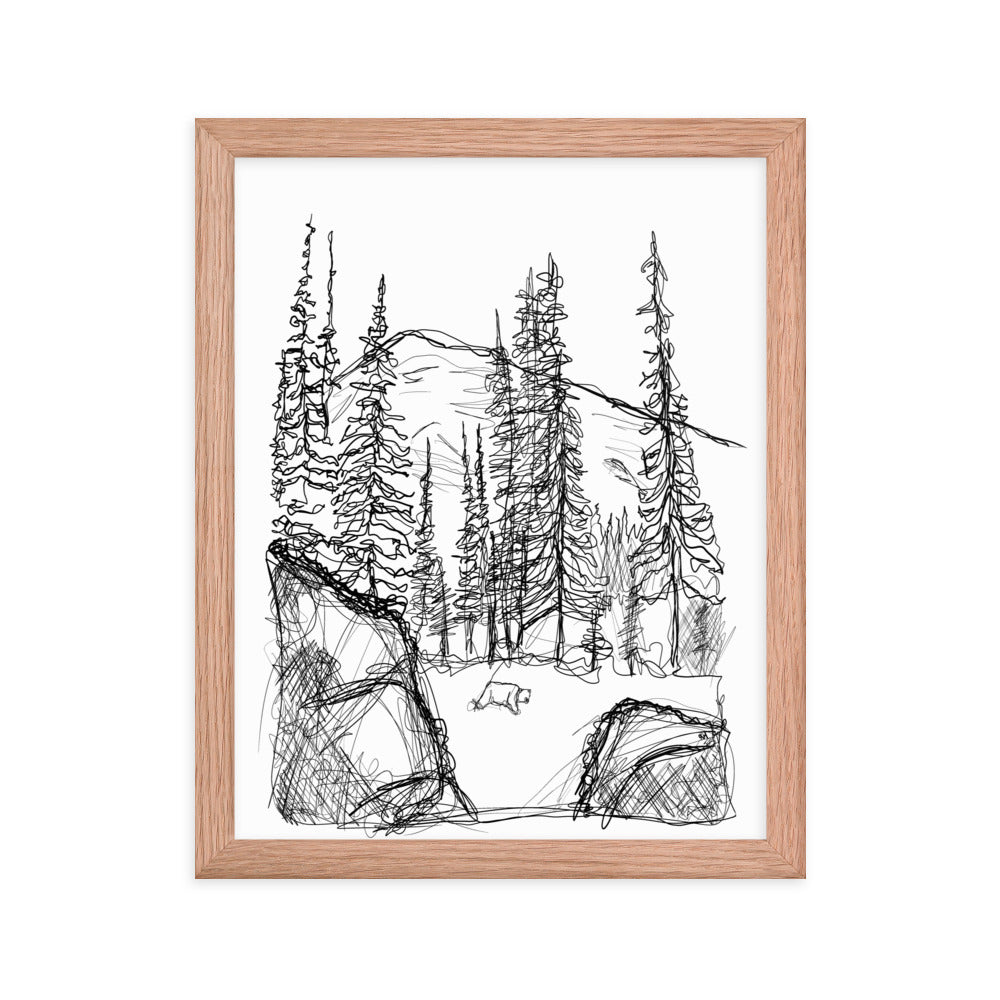 Bear Mountain Line Drawing Framed Print