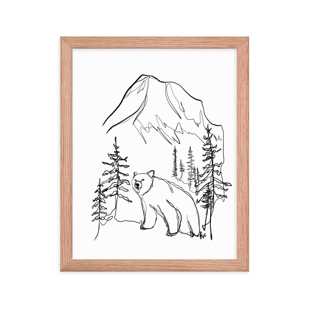 Large Bear Line Drawing Framed Print