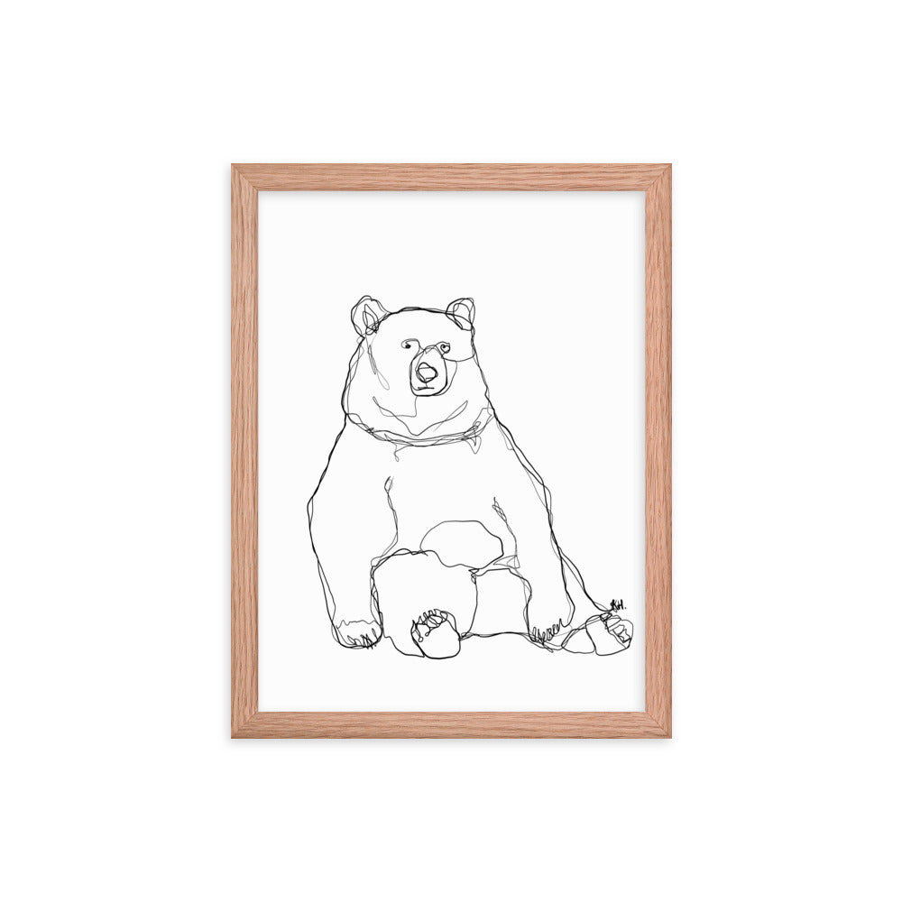 Bear Line Drawing Framed Print