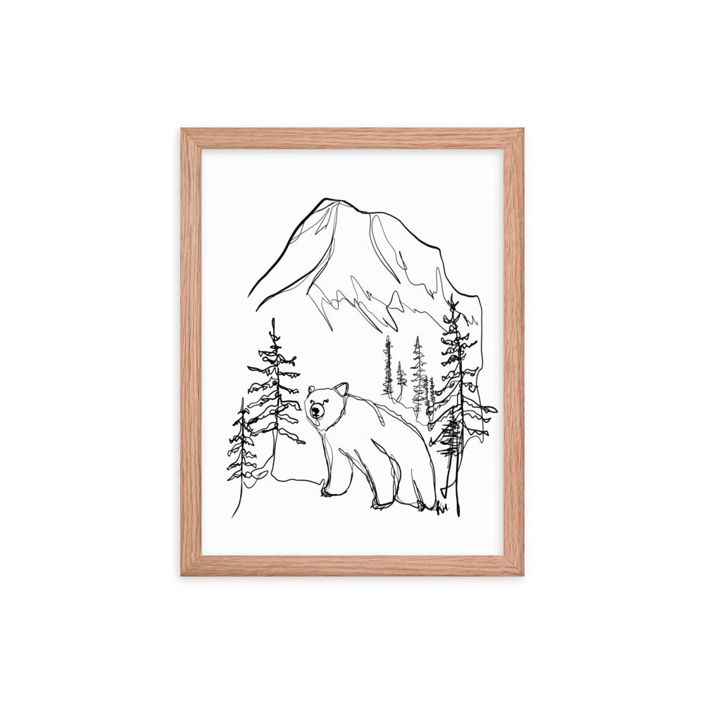 Large Bear Line Drawing Framed Print