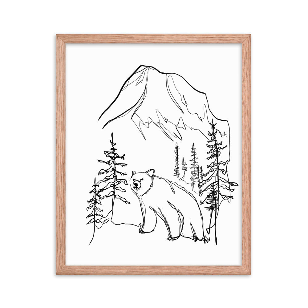 Large Bear Line Drawing Framed Print