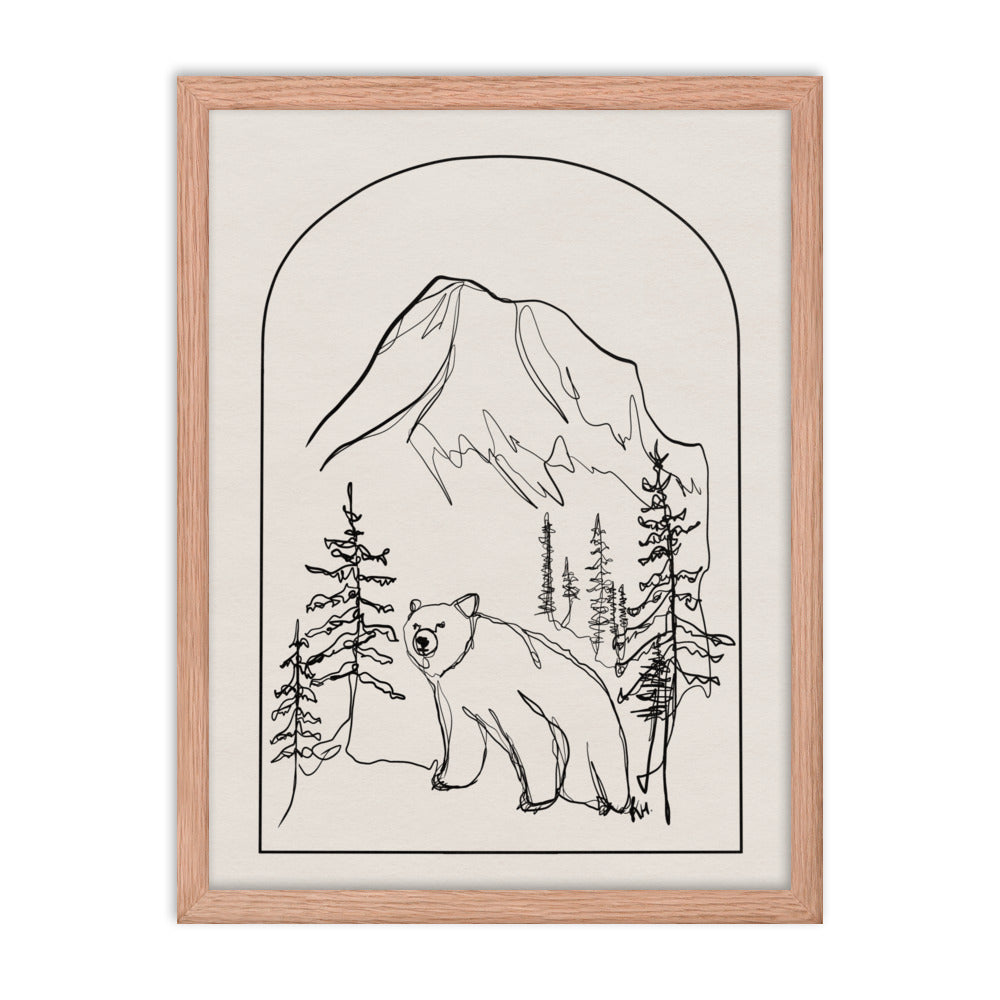 Large Bear Arch Line Art Framed Print