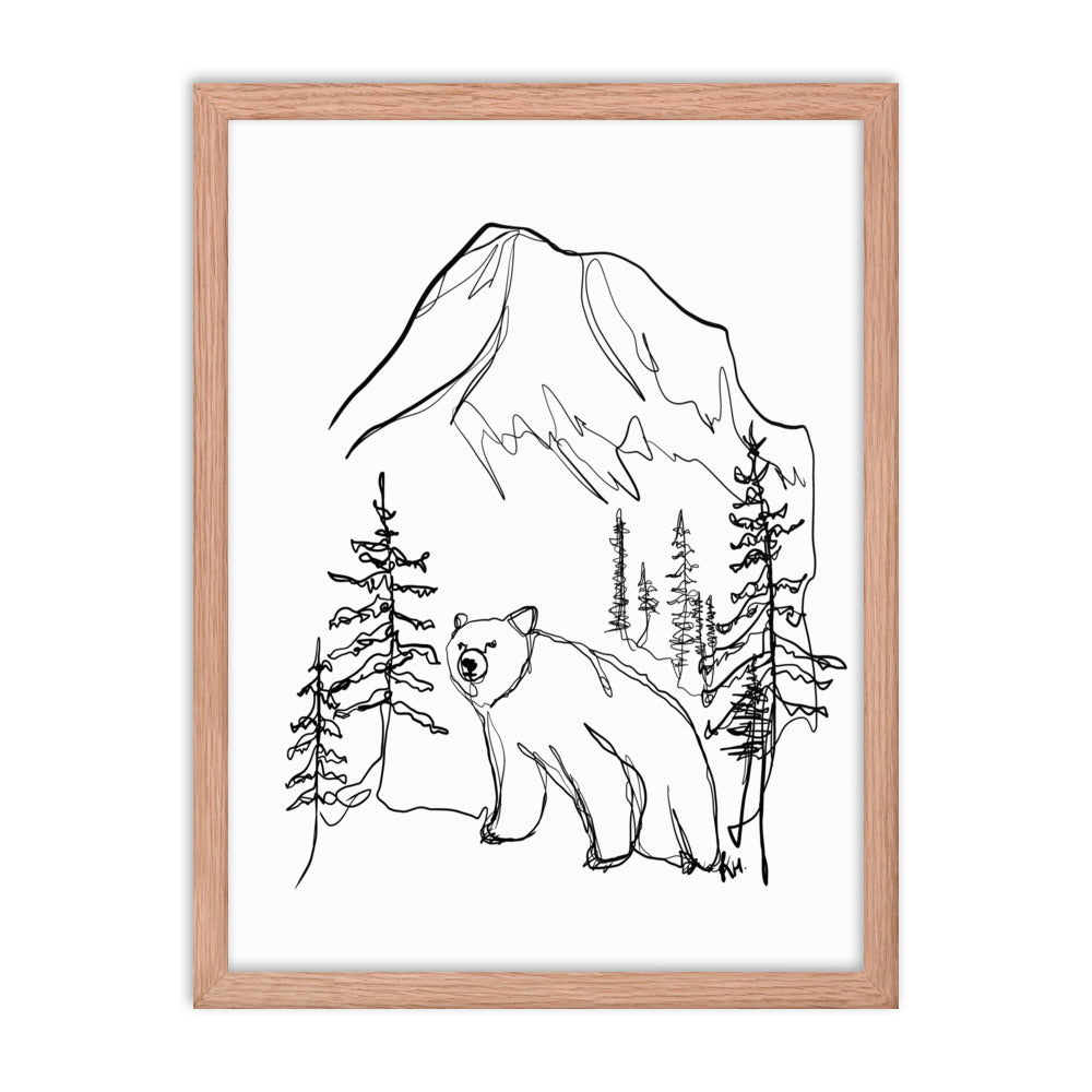 Large Bear Line Drawing Framed Print