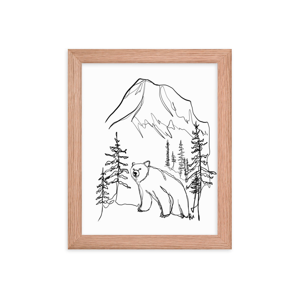 Large Bear Line Drawing Framed Print