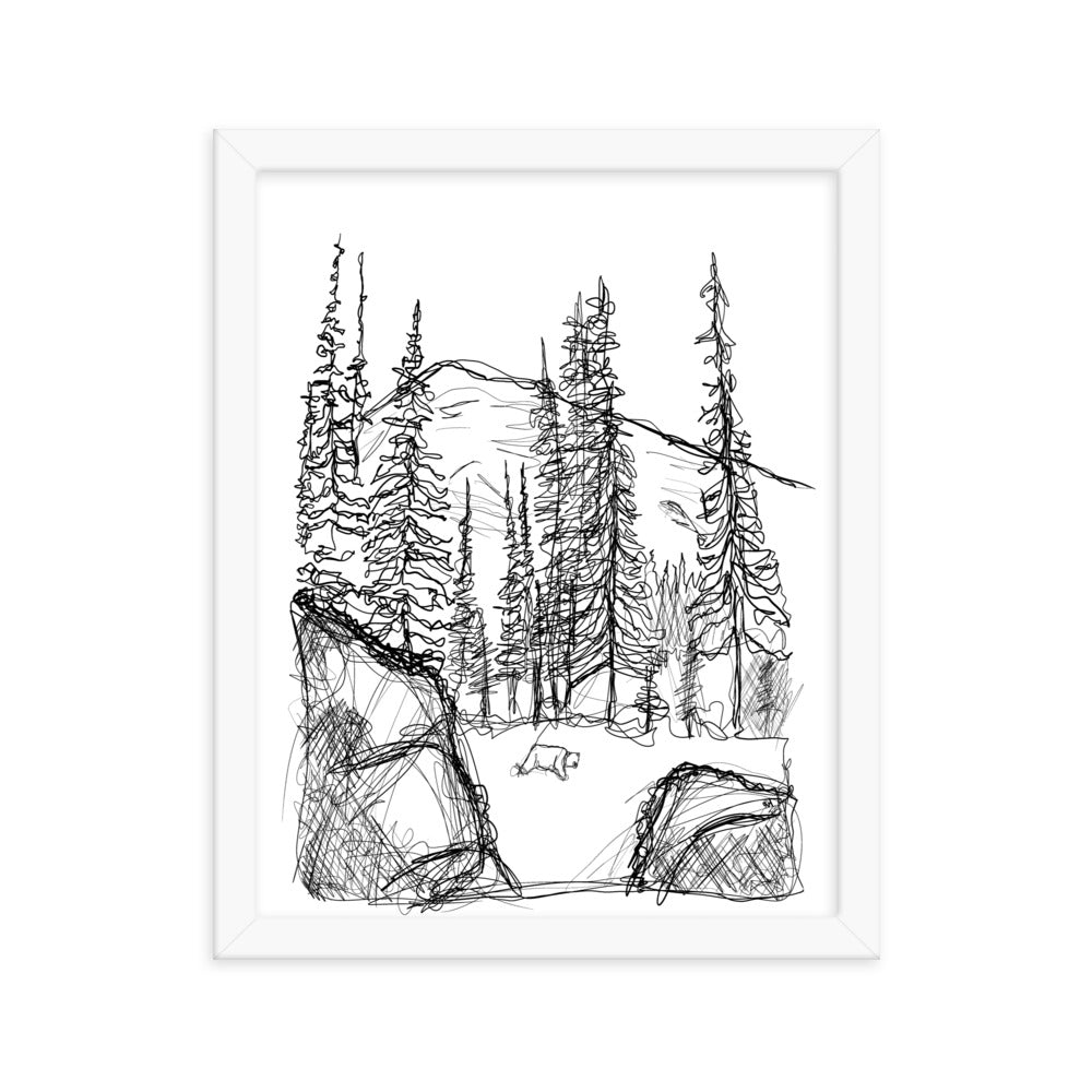 Bear Mountain Line Drawing Framed Print