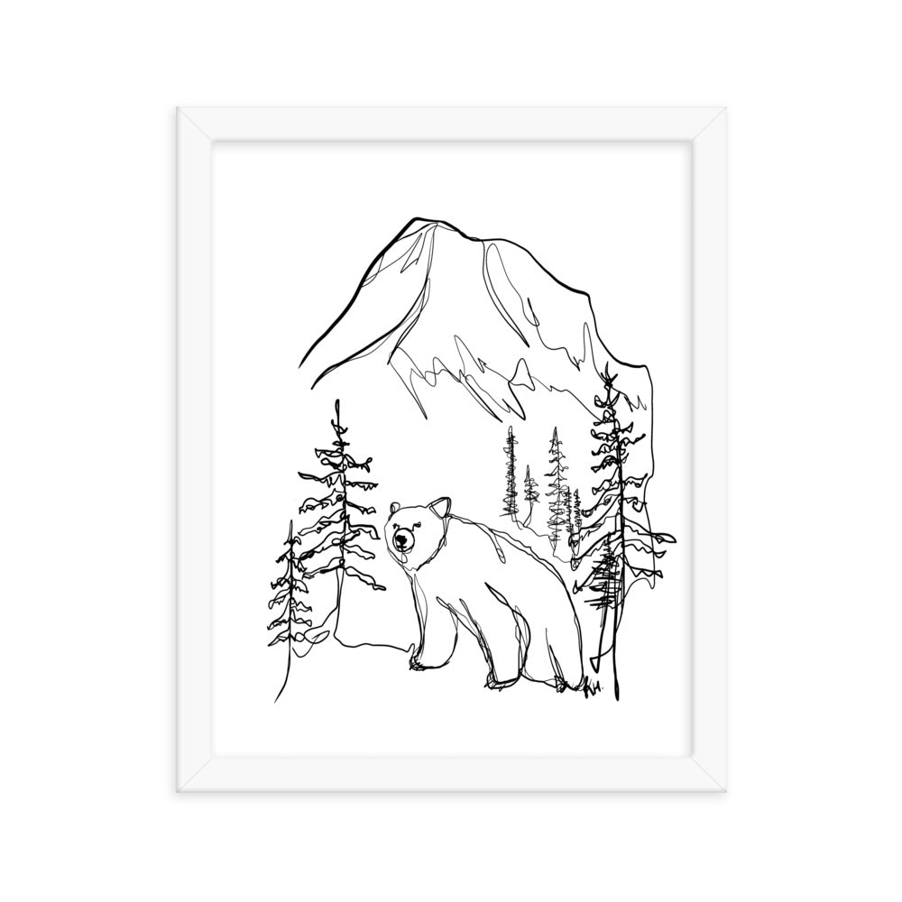 Large Bear Line Drawing Framed Print