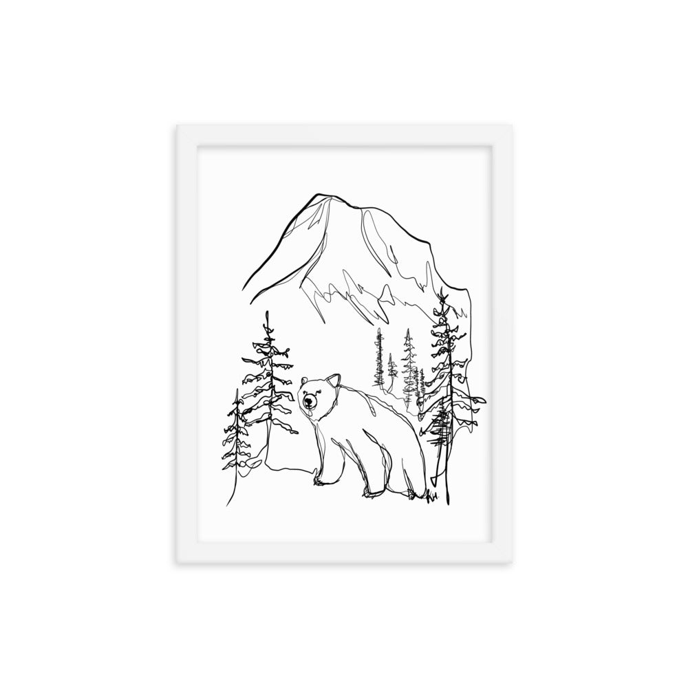 Large Bear Line Drawing Framed Print