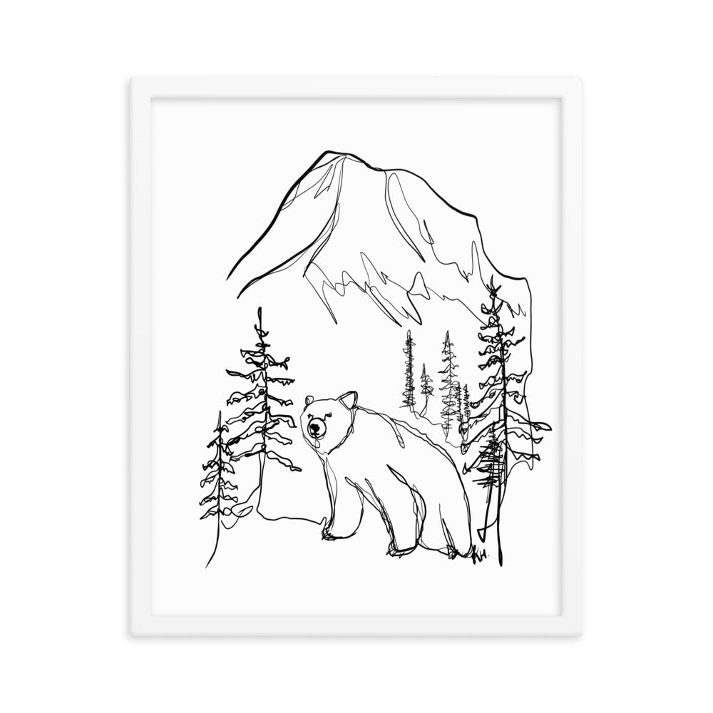 Large Bear Line Drawing Framed Print