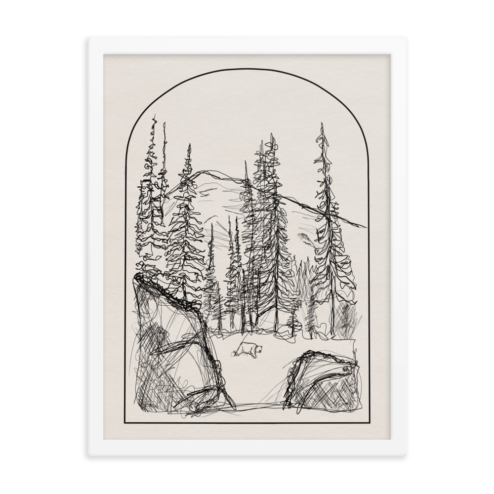 Bear Arch Line Drawing Framed Print