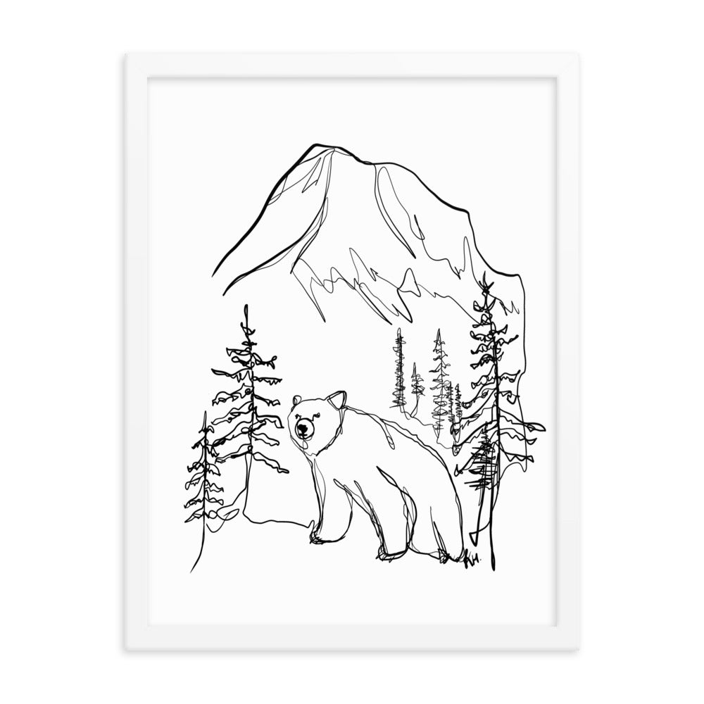 Large Bear Line Drawing Framed Print