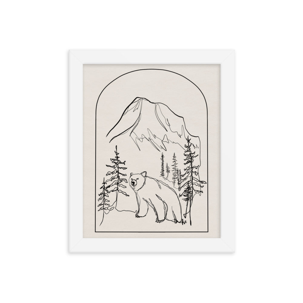 Large Bear Arch Line Art Framed Print