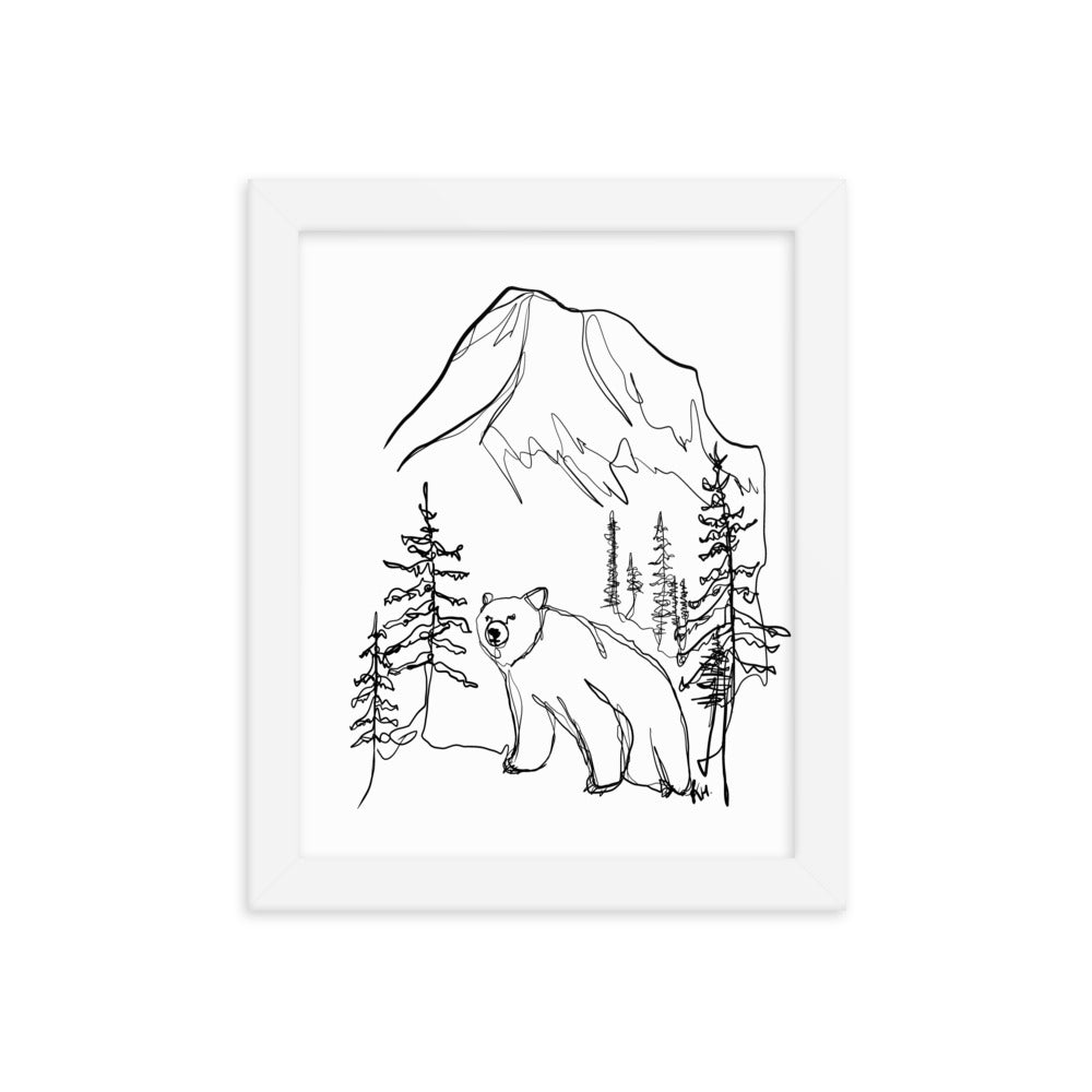 Large Bear Line Drawing Framed Print