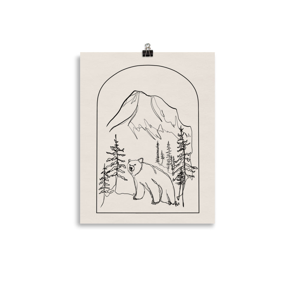 Large Bear Arch Line Drawing Art Print