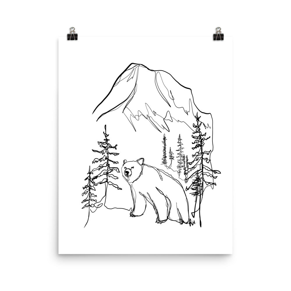 Large Bear Line Drawing Print