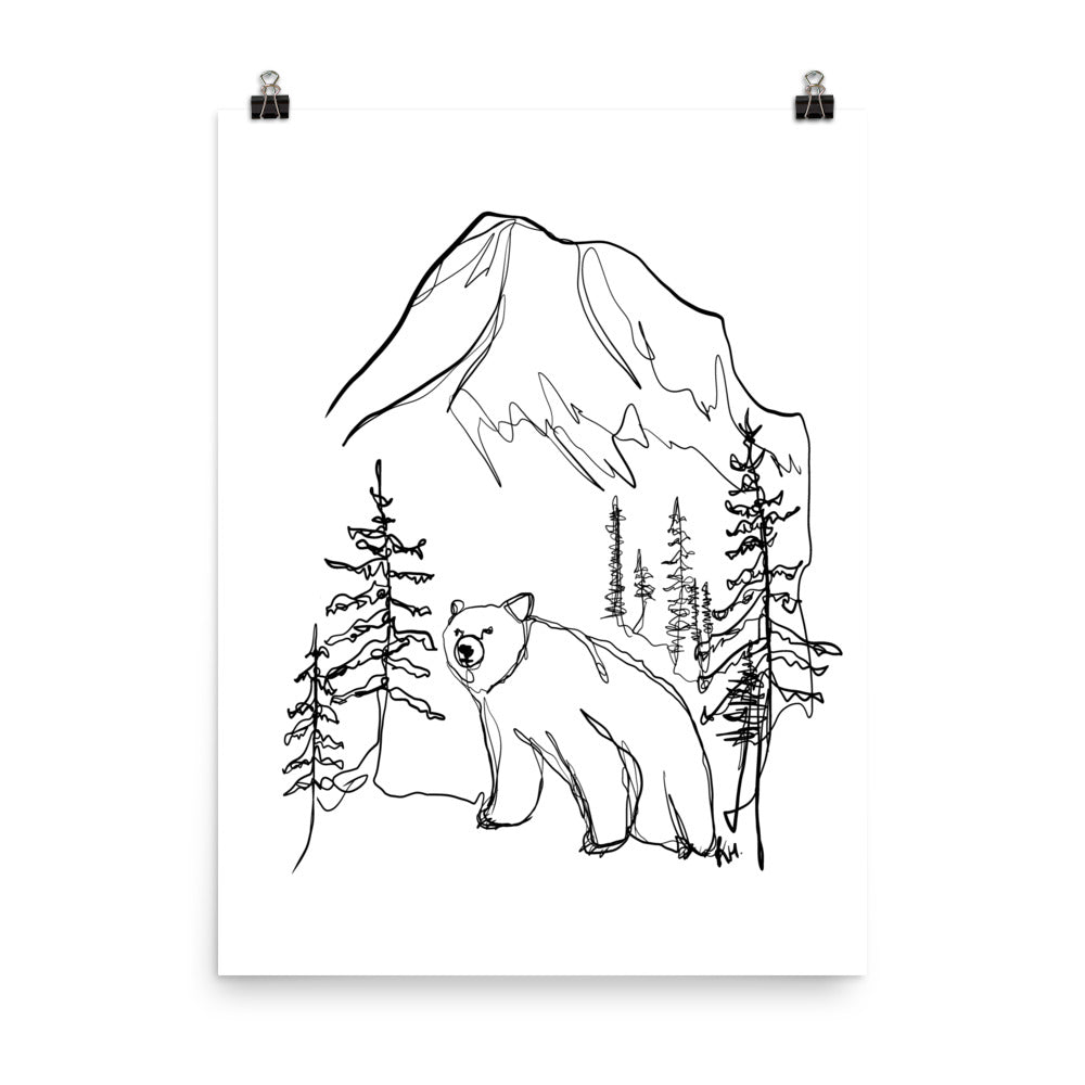Large Bear Line Drawing Print