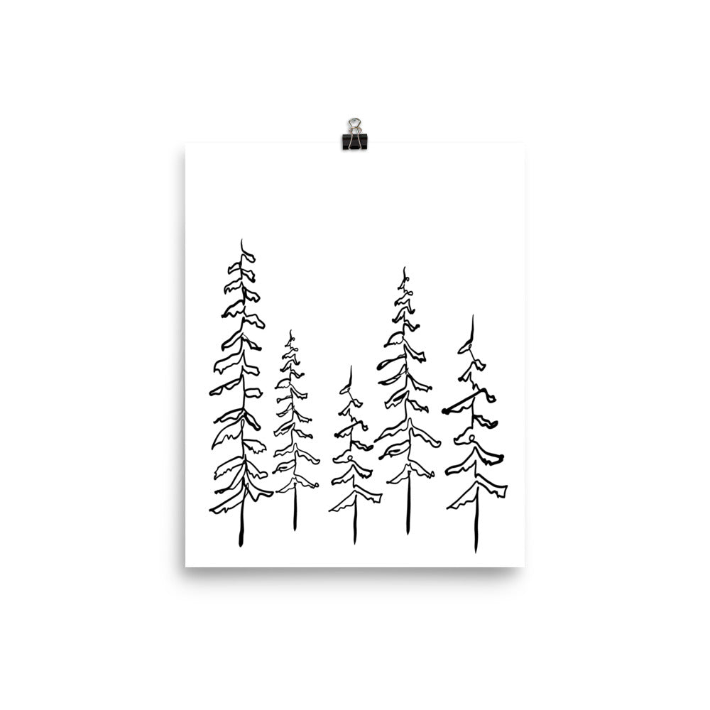 Tree Line Drawing Print