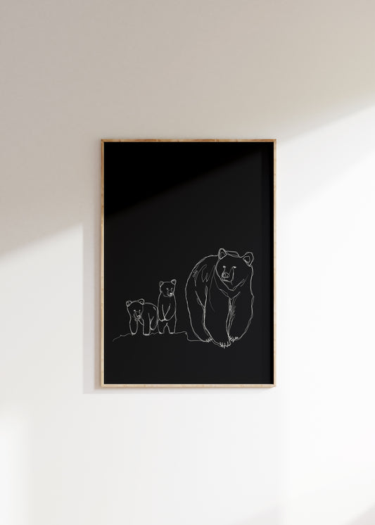 Mama and baby bear cub art, Mama Bear Art Print, Bear Line Drawing, Mama Bear Line Art Print, minimal art print, minimal bear art print, mama bear wall art