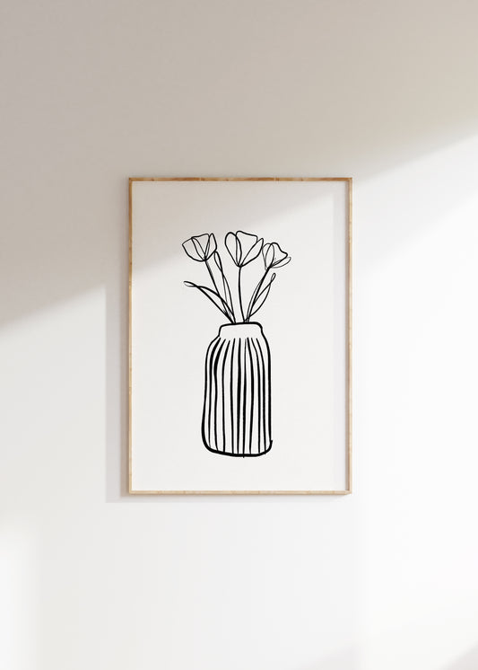 Tulip in Vase Line Art Print